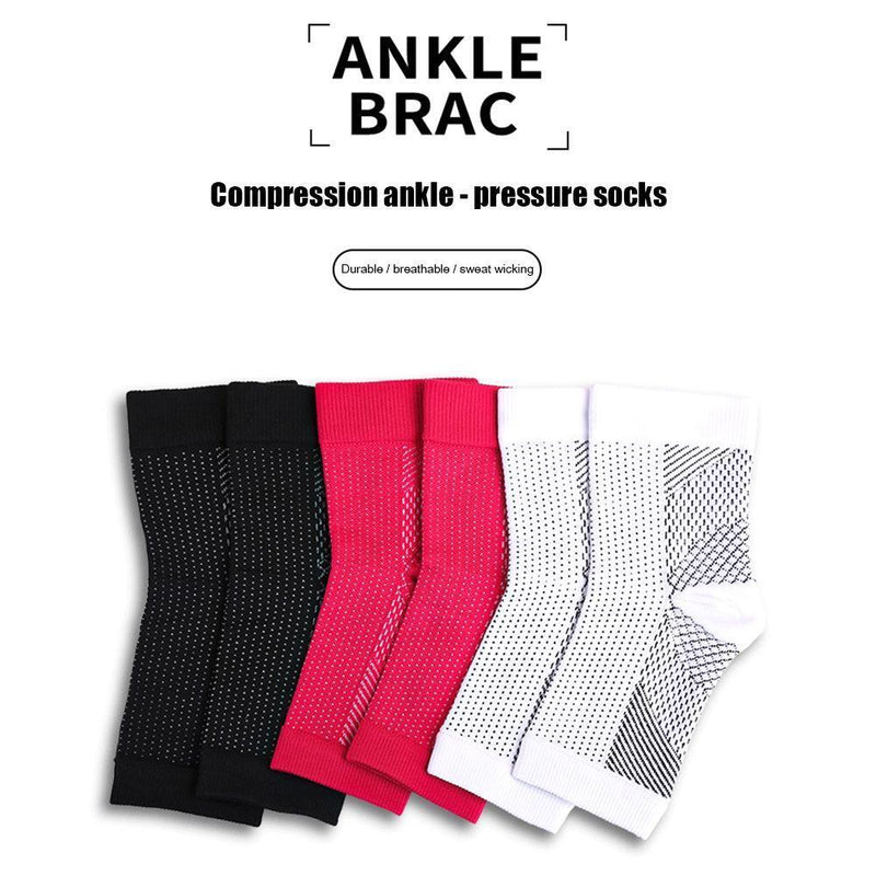Compression Foot Sleeve Sports Ankle Brace Socks for Women Men (Black S/M)