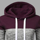 Women Long Sleeve Hit Color Stitching Drawstring Autumn Winter Leisure Hoodies