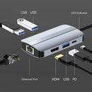 Adapter Docking Station USB Type-C Hub 4K HDMI Gigabit Ethernet For Laptop PC