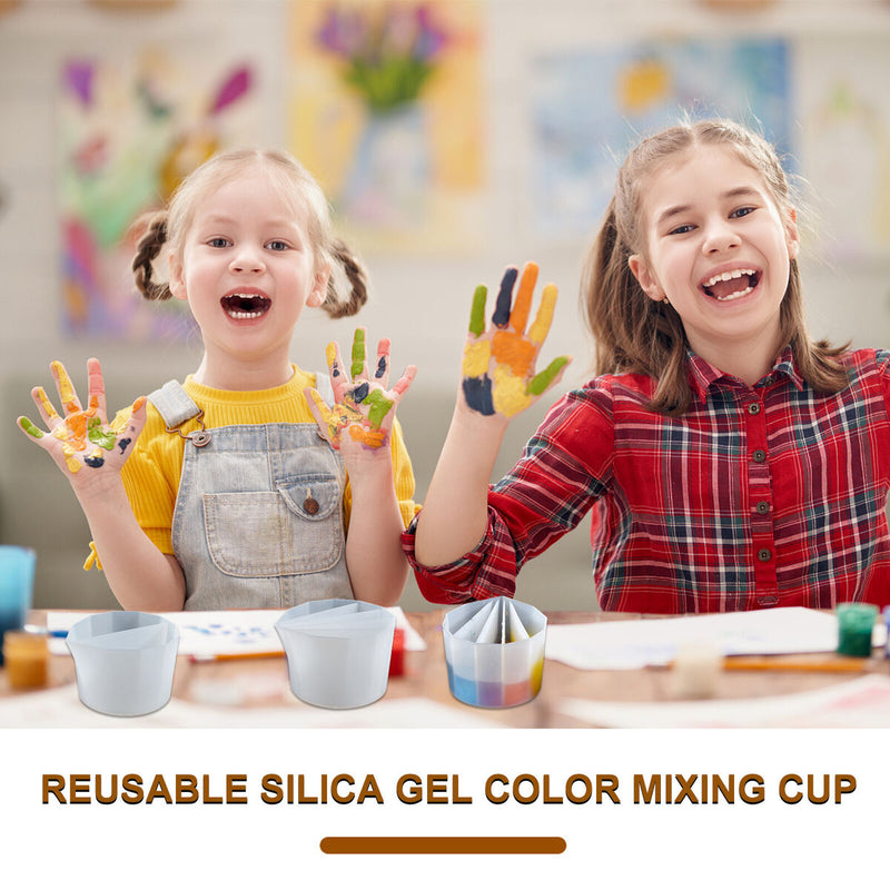 Soft Silicone Color Mixing Cups Kit - Painting Color Crystal Glue Dividers Tool