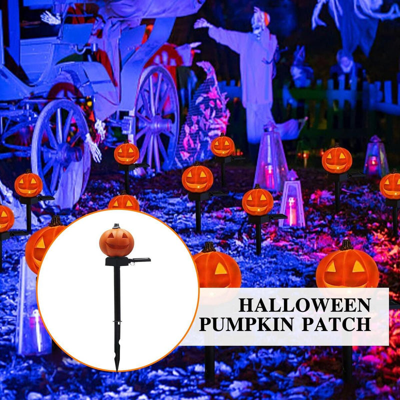 2 Pack Solar Powered Jack-O-Lantern Gar Halloween Decorations Outdoor~