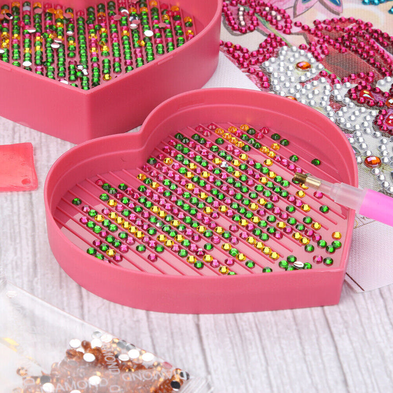 Plastic Heart Shape Rhinestone Drill Plate Tray 5D Diamond Painting Accessories