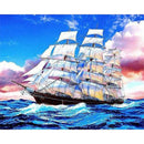 Paint By Numbers Kit DIY Sailboat At Sea Hand Painted on Canvas Oil Art Craft