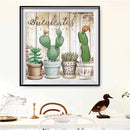 DIY Cute Cactus Mosaic Full Round Diamond Drawing Handmade Rhinestone Craft Gift