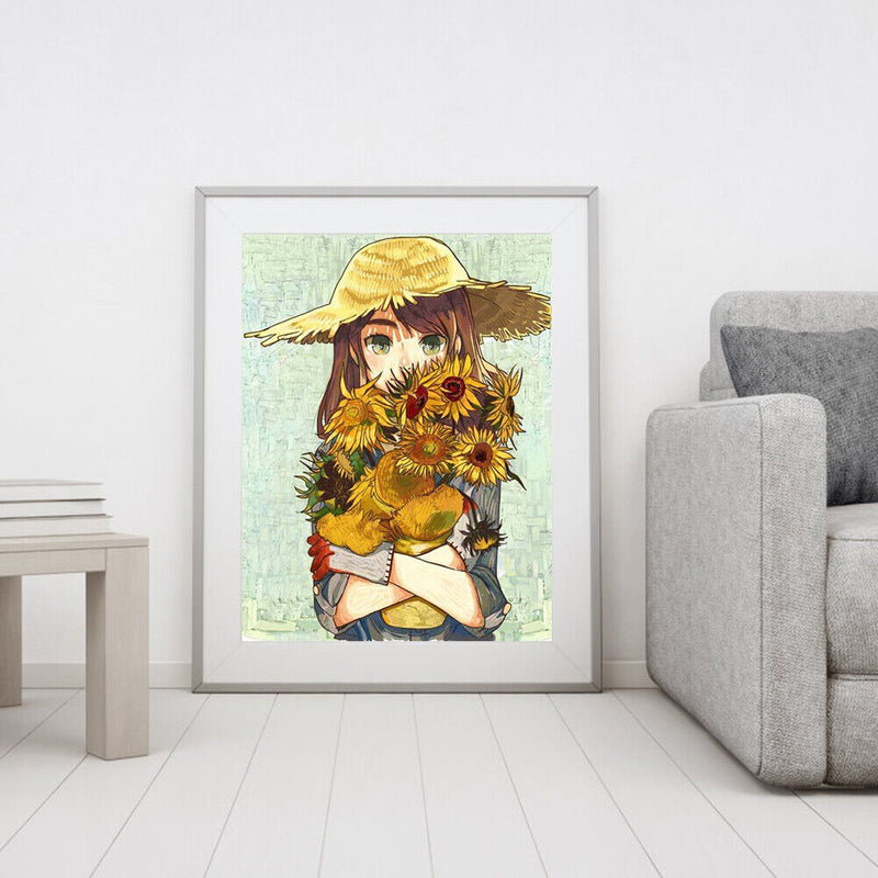 Sunflower Girl Oil Paint By Number DIY Acrylic Painting Home Wall Decoration Kit