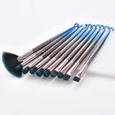 10pcs Mermaid Fish Hook Fan Shaped Foundation Powder Makeup Brushes Set(A)