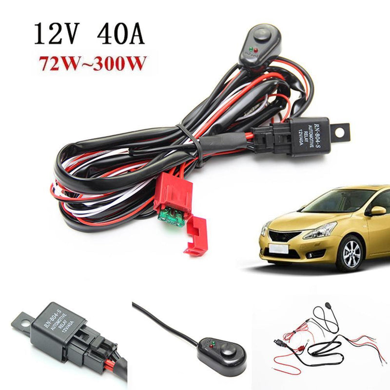 Wiring Harness Kit with Fuse Relay Switch for 2 LED Light Bar Fog Light