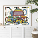 Tea Set Partial Cross Stitch 14CT Cotton Thread Printed Embroidery Kits