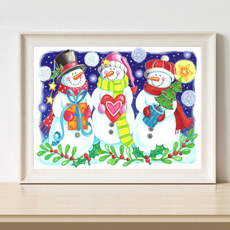 5D DIY Full Drill Round Shape Snowman Rhinestone Diamond Drawing for Bedroom