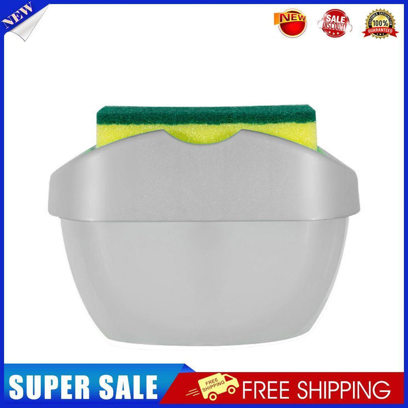 2-in-1 Soap Pump Dispenser with Sponge Holder Hand Press Soap Box (Grey)