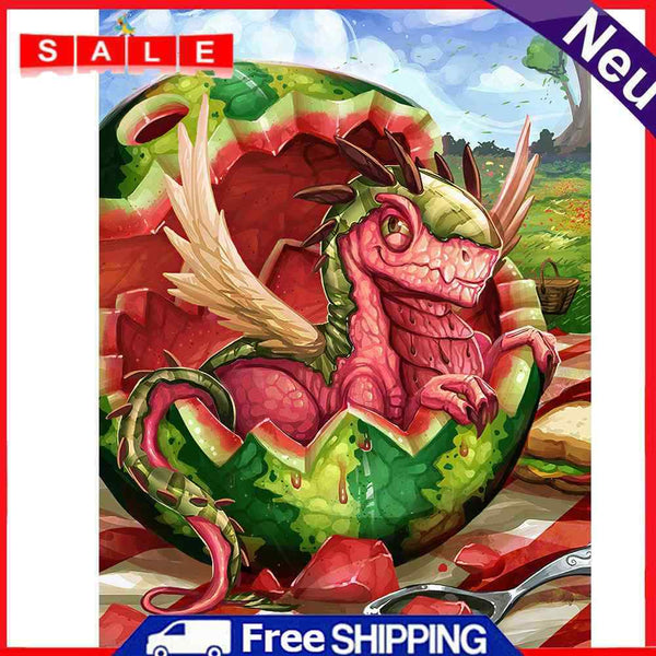 5D Rhinestone Pictures DIY Fruit Dinosaur Full Round Drill Diamond Painting Kit