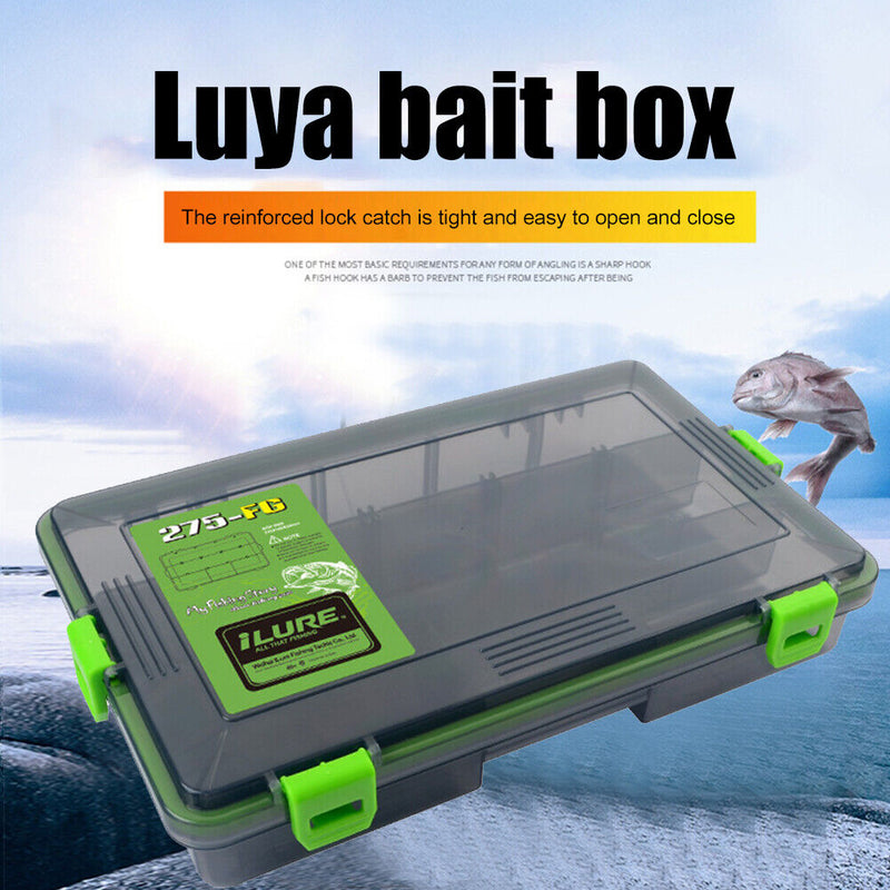 Double Sided Fish Hook Lures Bait Storage Box Fishing Tackle Case (Green)