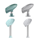 Leaf Shape Soap Box Drain Stand Suction Cup Punch-free Holder (Long Green)