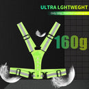 Reflective Running Vest Safety Adjustable Belt with LED Light USB Rechargeable