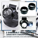 8x15x23x Double Eye Jewelry Watch Repair Tool Magnifier Loupe Glasses &LED Ligh`