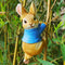 Funny Rabbit Statue Adorable Bunny Sculpture Ornament for Outdoor (Blue) Newly