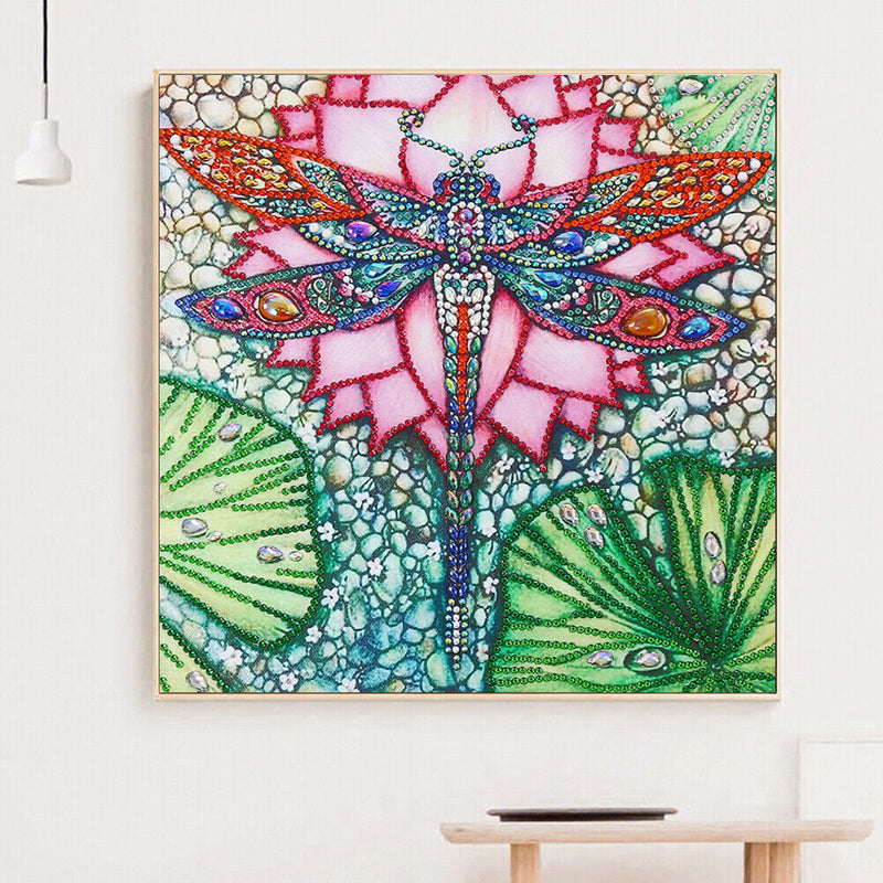 Mosaic Special Shape DIY Lotus Dragonfly Diamond Painting Rhinestone 5D Kit