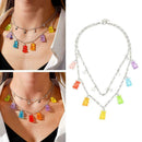 Creative Bungee Cool Girl Transparent Jelly Color 7 Necklace Bear Chain I0Q3