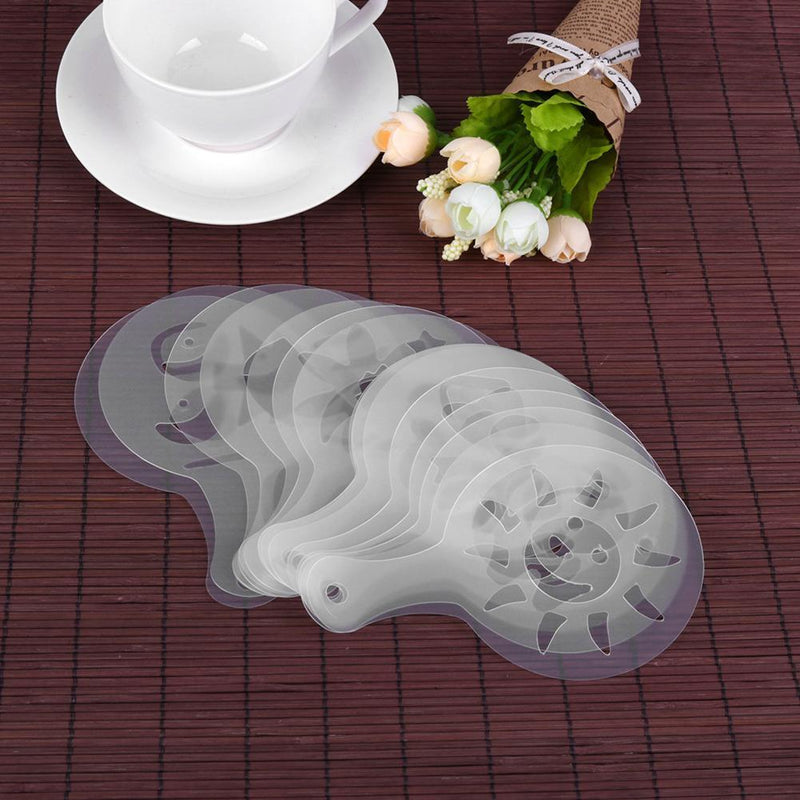 16pcs Plastic Coffee Milk Gift Stencil Template Mold Coffee Decorative Tool