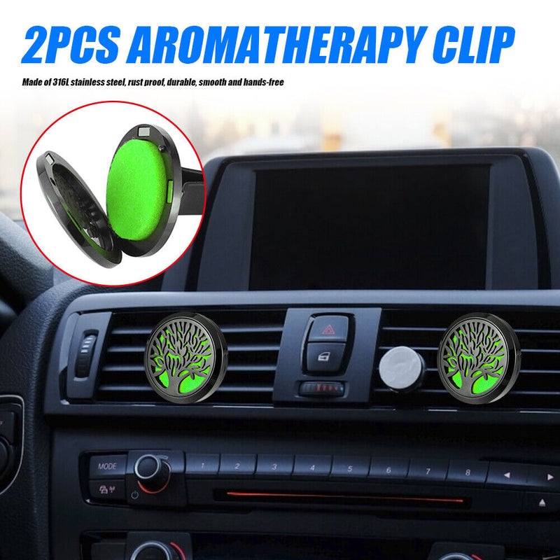 2pcs Car Perfume Air Vent Essential Oil Locket Diffuser Clisp with 48pcs Pads