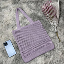 #A Women Hollow Knitted Shoulder Bag Simple Crochet Tote Designer Shopper Handba