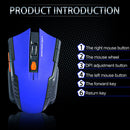 USB Wireless Mouse 1600DPI Adjustable Receiver 2.4GHz Mice for PC (Blue)