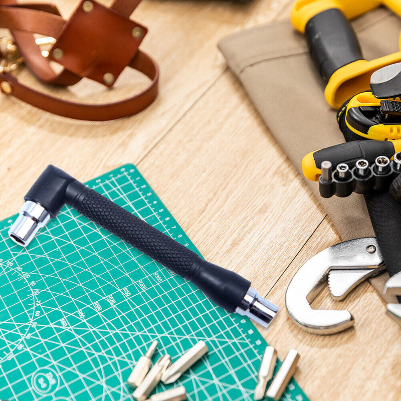 L-shaped Angle Two End Magnetic Steel Socket Wrench 1/4 Screwdriver Bit Hol