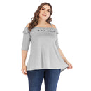 Summer Fashion Women Casual Off Shoulder Tops Loose Solid Color Female T-shirt