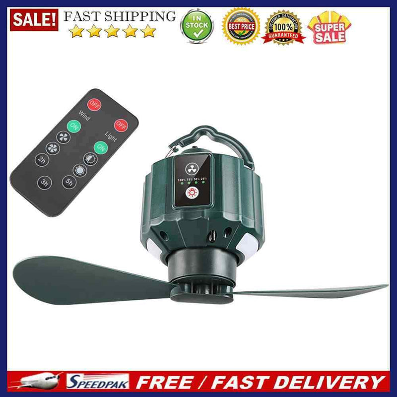 15600mAh 3 Gears Fan Wireless Remote Control Camping Ceiling Fan with LED L