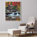 Hut by Waterfall Oil Paint By Numbers DIY Handpainted on Canvas Wall Art
