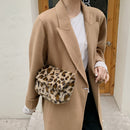 Autumn Plush Shoulder Tote Retro Women Animal Messenger Chain Bag (Leopard)