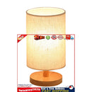 Bedside Table Lamp, Dimmable USB LED Light with Fabric Shade Wood Base (A) Newly