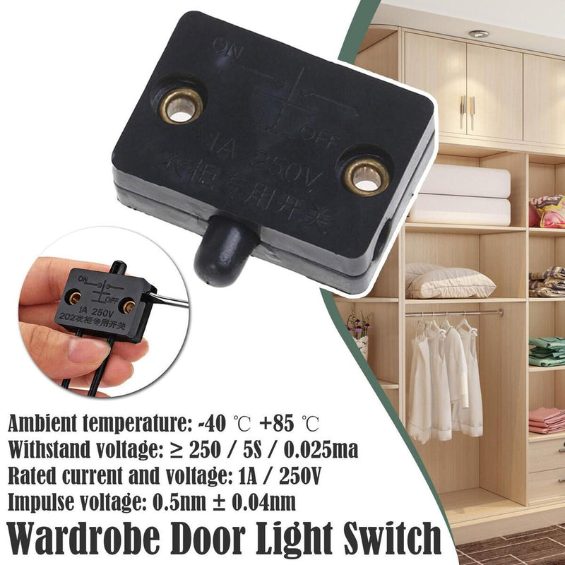 1PCS Wardrobe Door Light Switch Automatic Reset Switch Cabinet Cupboard`
