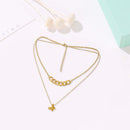 Titanium Steel Butterfly Female Double Layer Single Necklace Choker Gift Pendant