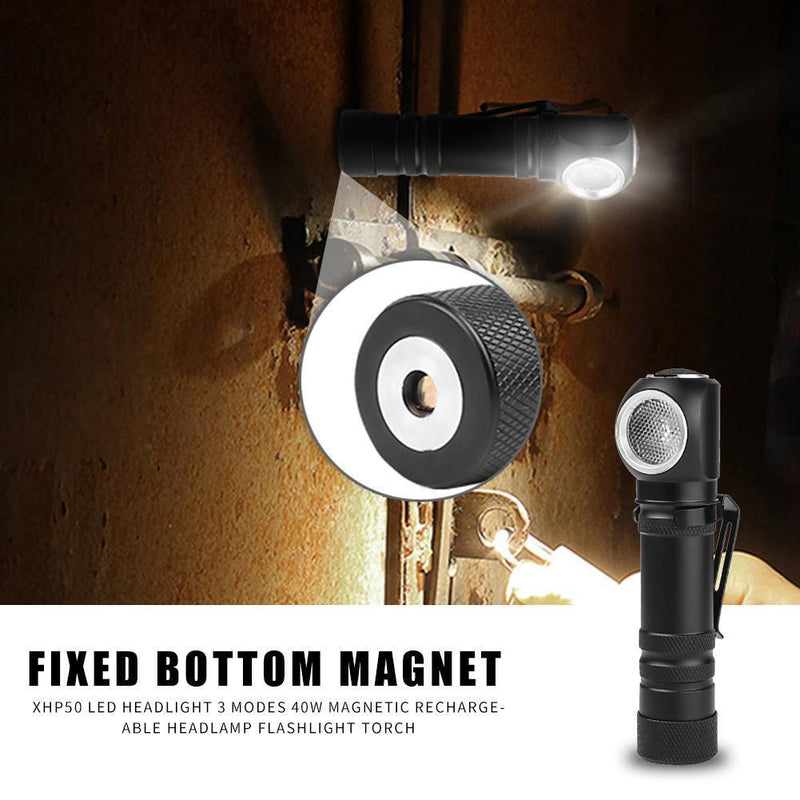 XHP50 LED Headlamp 40W Magnetic USB Rechargeable Flashlight Torch with Batt
