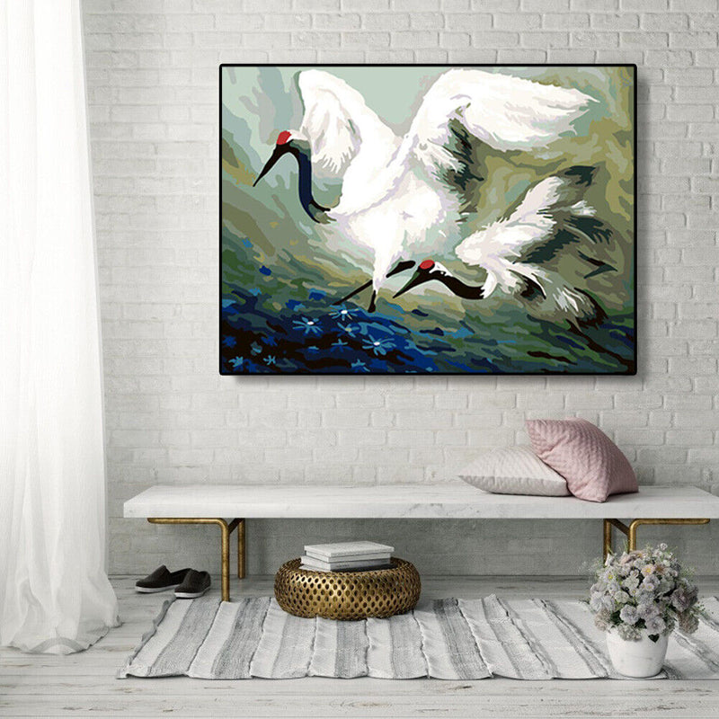 DIY Digital Oil Painting By Numbers Kits Flying Crane Canvas Room Decoration