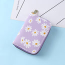 Fashion Women PU Daisy Flower Card Oaganizer Casual Ladies Wallet (Purple)