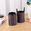 Portable PU Leather Makeup Storage Holder Cosmetic Brush Pen Cup Box (E)