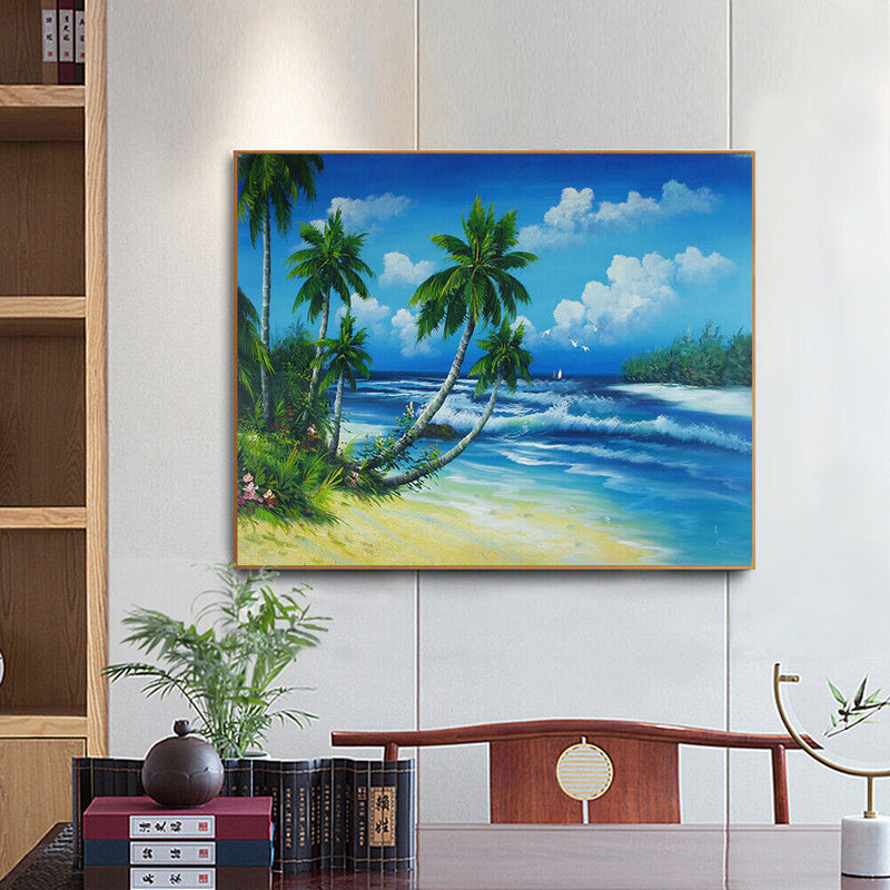 Summer Beach Oil Paint By Numbers Kits DIY Handpainted on Canvas Wall Art