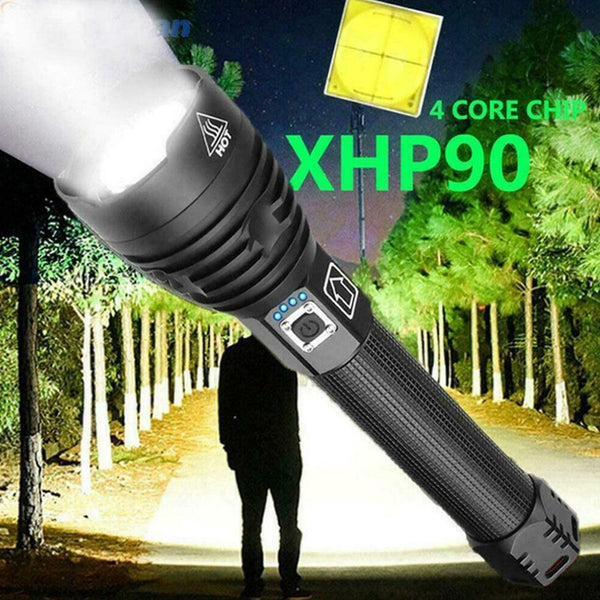 XHP90 Super Bright Torch Powerful Flashlight USB Outdoor Camping sale Hot N3W5