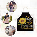 Linen Sunflower Print Women Men Dinner Party Kitchen Cooking Aprons Bibs