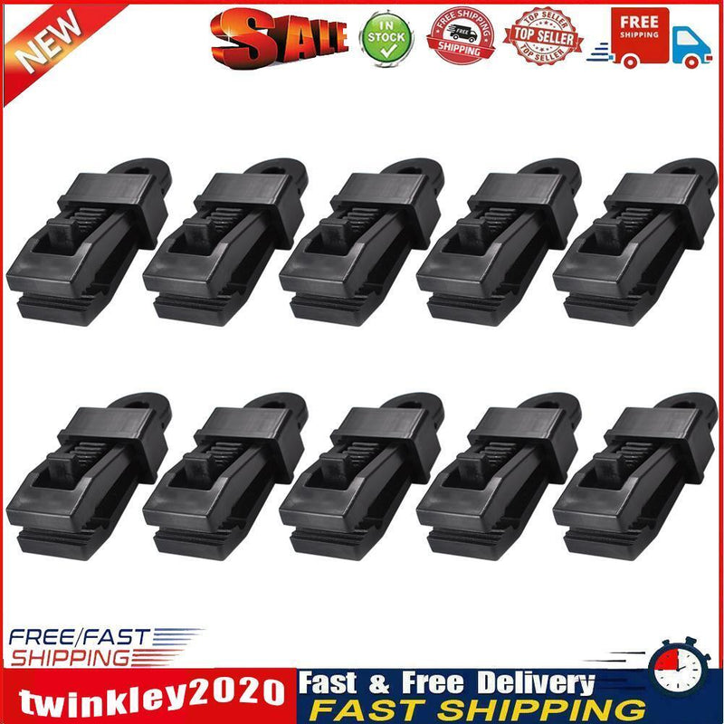 10pcs Outdoor Large Canopy Wind Rope Clamps Windproof Tent Clips (Black) Newly