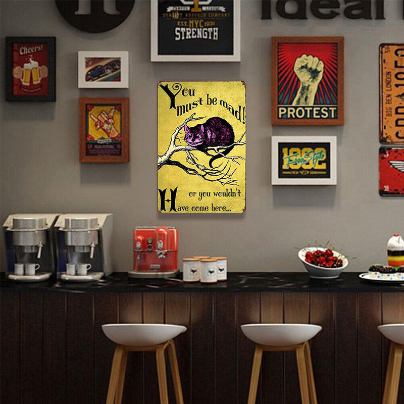 Retro Rectangular Talented Cat Metal Painting for Pub Tin Wall Sign (3)