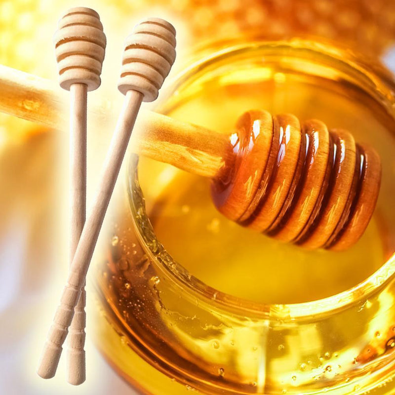 Long Handle Wood Honey Dipper Stick Honey Mixer Spoon Kitchen Tool (1pc)