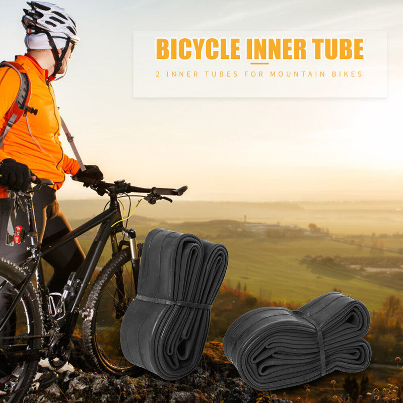 2x Bicycle Inner Tube Tires MTB Bike AV Butyl Rubber Tyres (24x1.75/2.125)