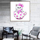 Cat 5D DIY Diamond Painting Embroidery Mosaic Needlework Home Decor(Pink) Newly