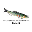 Multi Jointed 12.5cm 21.5g Lures Artificial Wobbler Fishing Hard Bait (D)