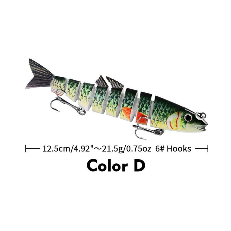 Multi Jointed 12.5cm 21.5g Lures Artificial Wobbler Fishing Hard Bait (D)
