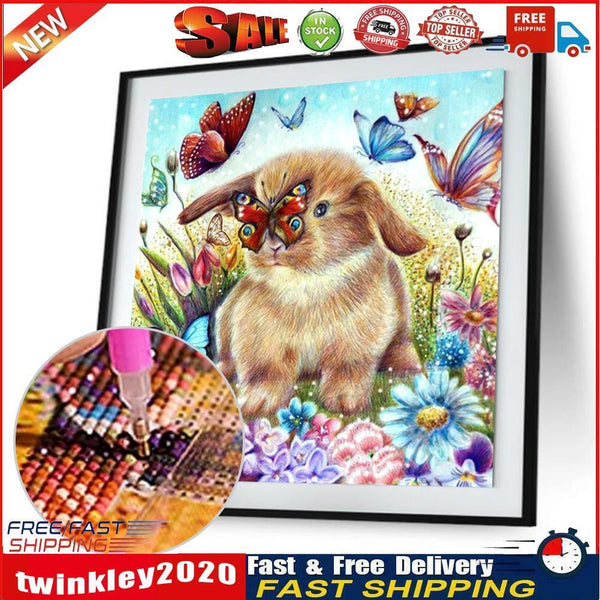 Rabbit 5D DIY Round Diamond Painting Cross Stitch Mosaic Home Decor Gift Newly