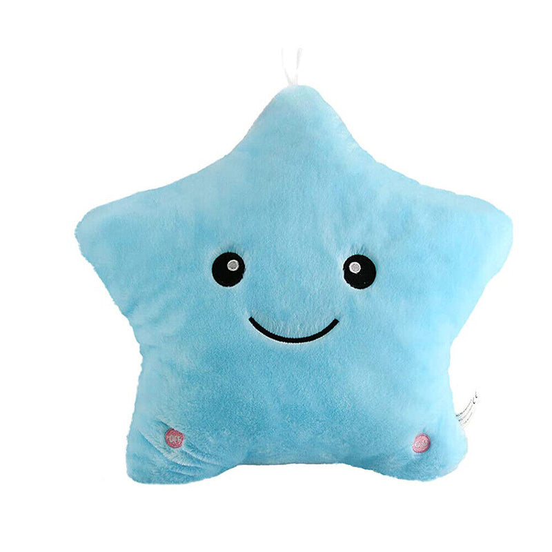 25cm Luminous Colorful Pillow Star Cushion Plush Kid Christmas Toys (Blue) Newly